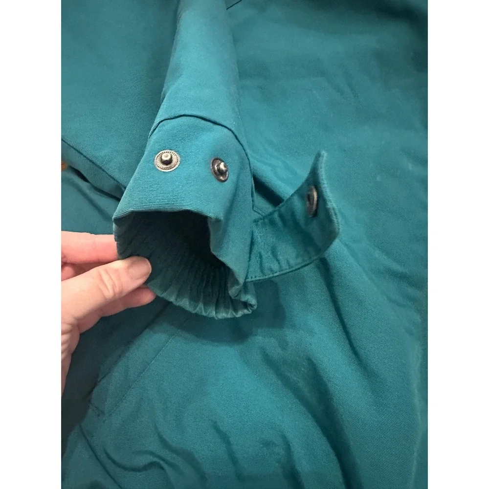 vtg carhartt fleece lined full zip aqua jacket‎ with company logo unsized